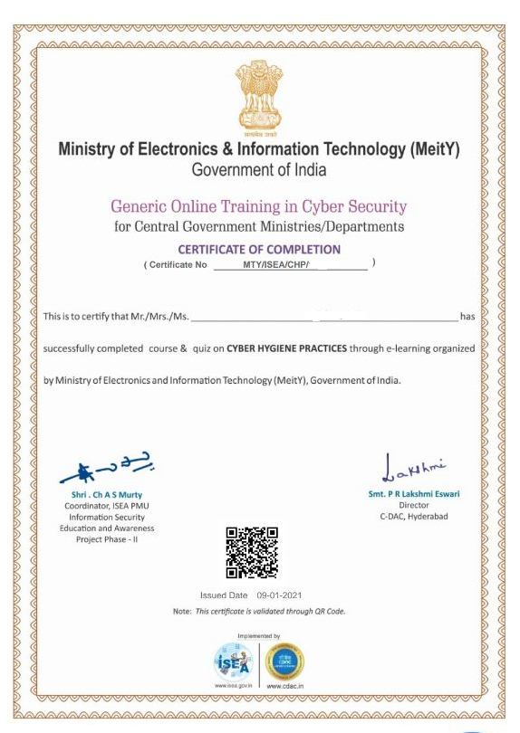 cyber hygeine certificate